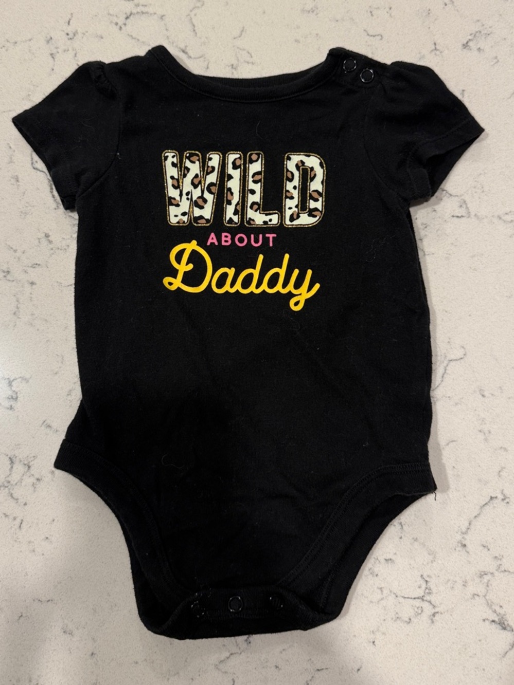 Garanimals Black Baby One-Piece with Leopard Print and Yellow Script